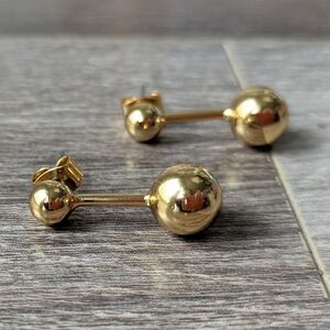 Source Unknown Gold Sphere Earrings